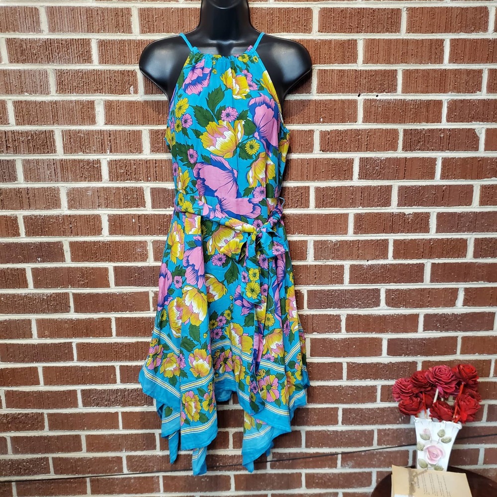 Lilka by Anthropologie Dinan Halter Handkerchief Floral Beach Midi Dress XS